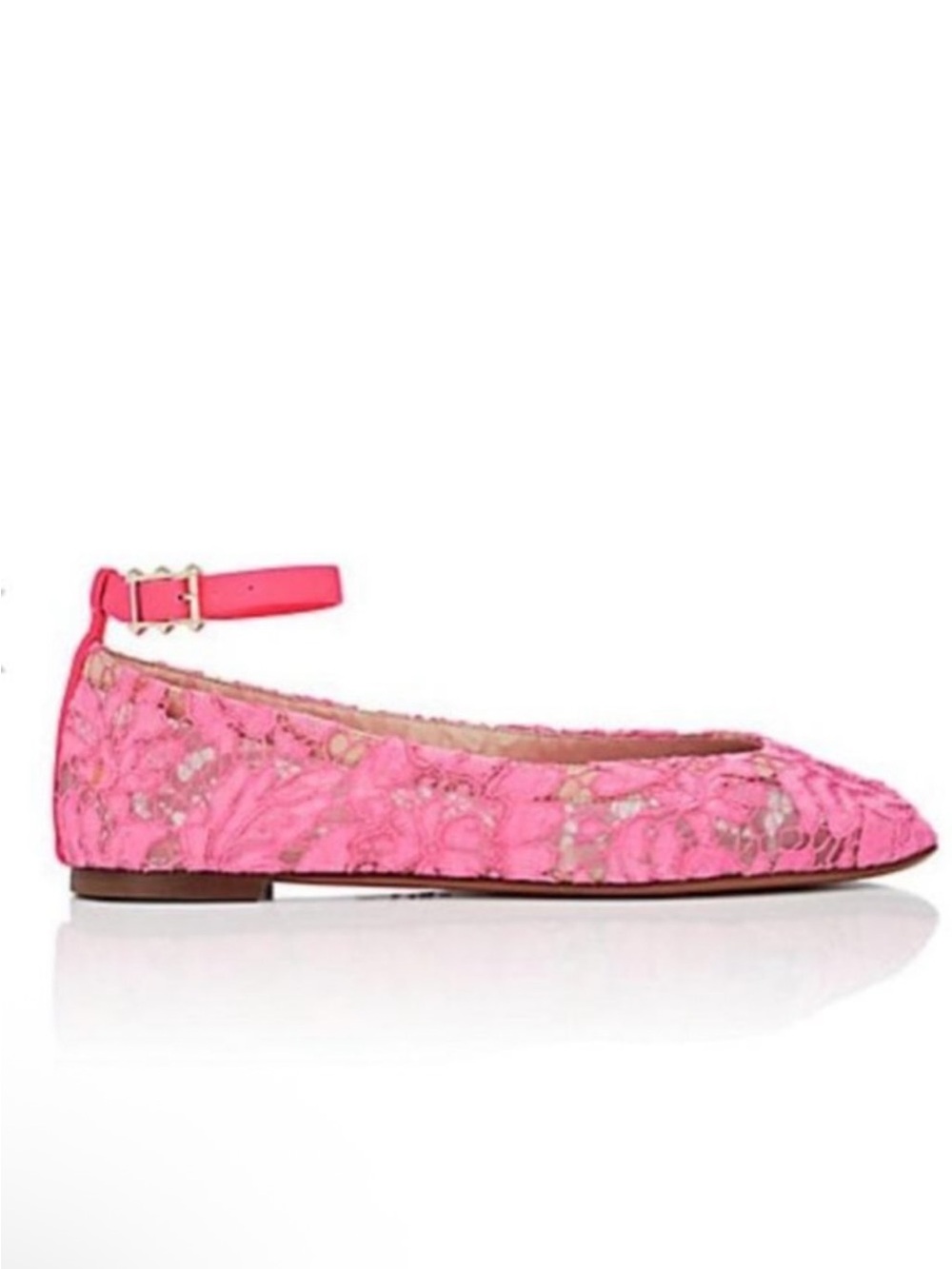 Valentino Garavani Pink Lace Ankle-Strap Ballet Flat EU 38